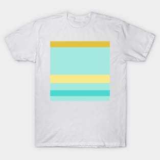 An admirable assortment of Macaroni And Cheese, Aqua Marine, Pale Turquoise and Dark Cream stripes. T-Shirt